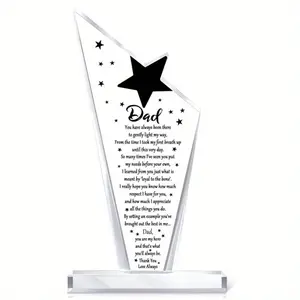 Dad Gift Acrylic Shape Sympathy Thankful Quote Blessed Wish Memorial Table Centerpiece Decor from Son or Daughter for Father's Day, 50th, 60th, 70th, 80th Birthday (Stylish)