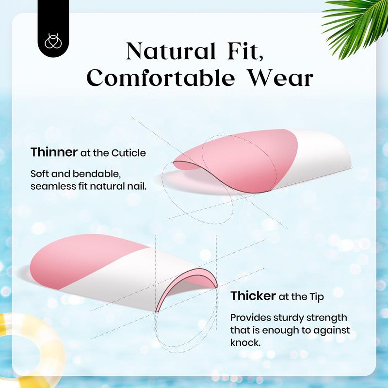 Beetles X Press Plus Nail Tips Kit - Toe Nail Finge Nail French Tip Pink Brown Short Square Almond Shape Natural Acrylic Nail Tips for Effortless Beauty & DIY Manicures - Frenchtipnails Fall Nail Halloween Nail Black Friday Winter Nail Christmas Gift