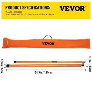 VEVOR Load Height Measuring Stick, 15' Sturdy Fiberglass Truck Height Stick with Adjustable Pole, Non-conductive Truck Height Measuring Stick with Carrying Bag, Height Stick for Trucks, Car Haulers