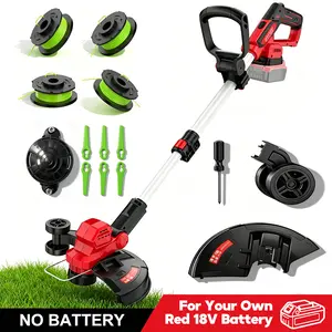 Electric Cordless Weed Wacker Power Tool for Milwaukee M18V Max, Battery Powered Weed Eater Edger Mower, 12 Inch Brushless String Trimmer Grass Cutter Auto Line Feed with 4 Line Spools, Tool Only