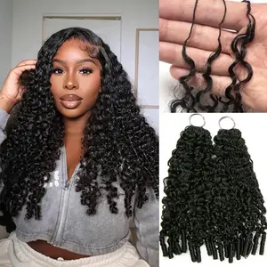 [New In] Bling Hair Burmese CurlyCrochet Human Hair For Miracle Knots Human Hair Long Cord Feather for Braiding Invisible Pre-Separated Knotless Crochet Hair 50g/Pack 4 to 5 Bundles Recommended #SummerVibes