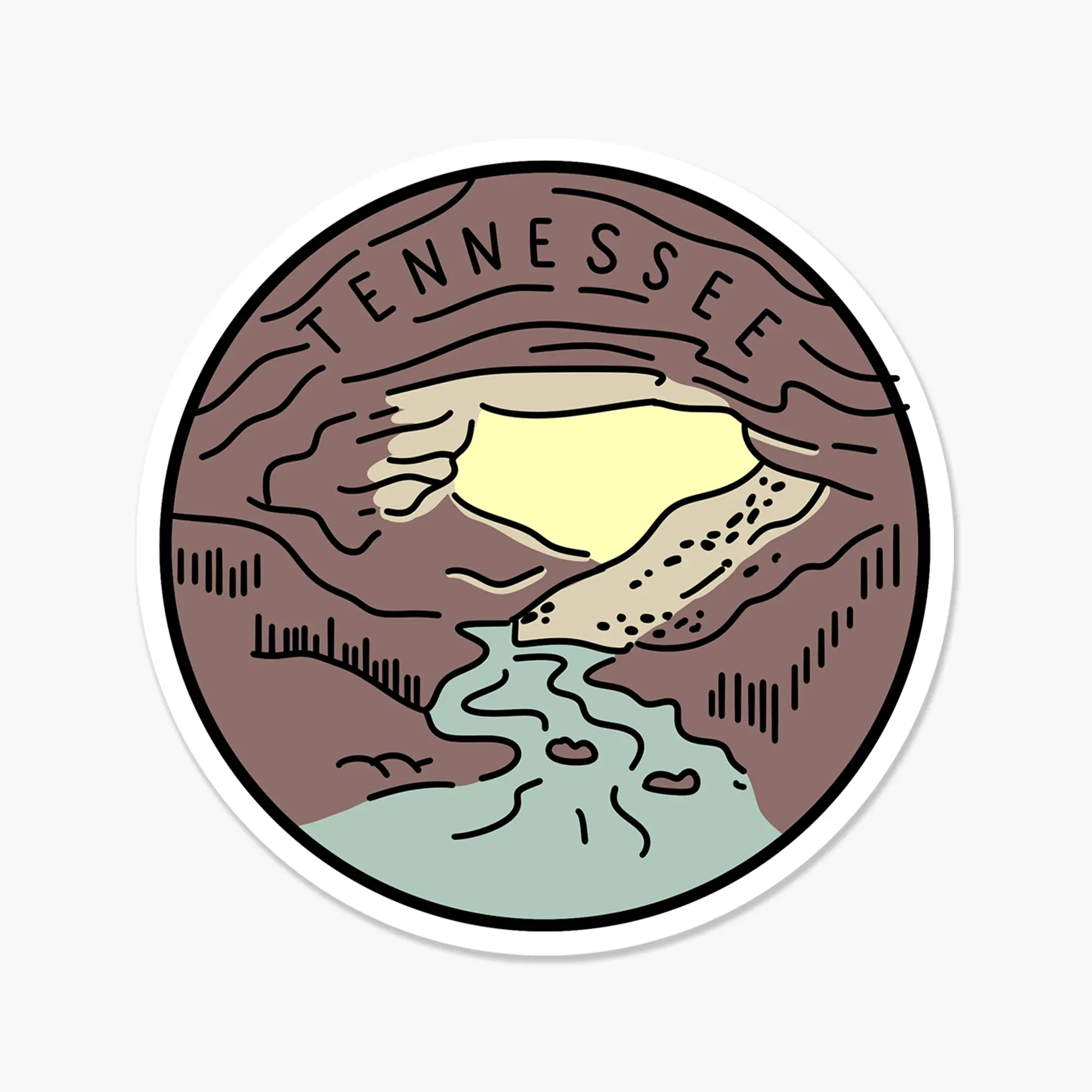 Tennessee Illustrated US State 3 x 3 in - Travel Sticker