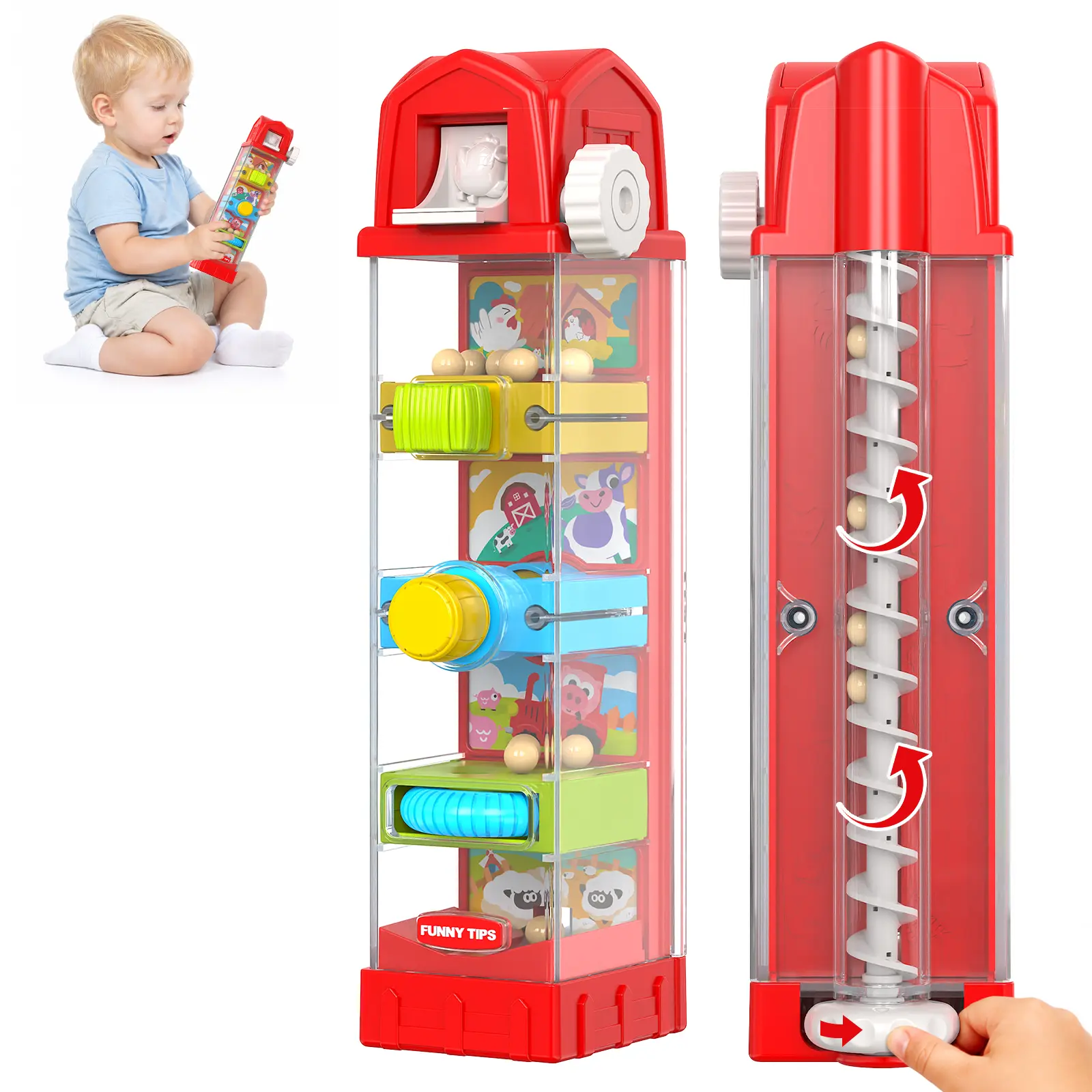 Farm Egg Drop Toy for Toddlers 2-4, Montessori Toy for 2 Year Olds, Fine Motor Activity, Cause and Effect Learning, Quiet Travel 2 3 Year Old Gift for Boys Girls