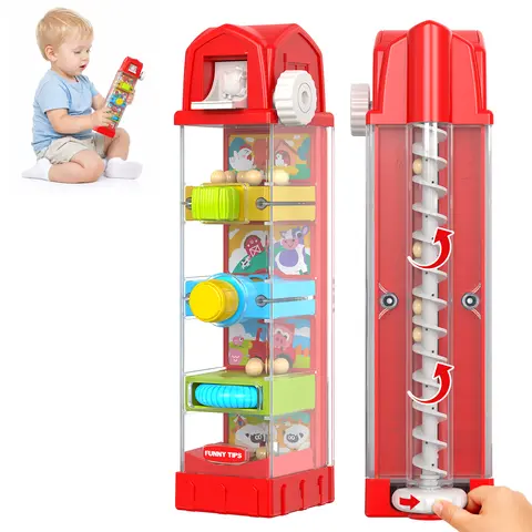 Montessori-Inspired Farm Egg Drop Shape Sorter Toddler Toy for 2-4 Years Girls, Compact ABS Plastic Toy with 5 Interactive Actions, No Small Detachable Parts, Fine Motor & Cause & Effect Activity, Quiet Travel Gift