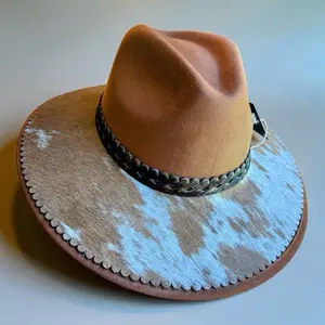 Handmade hat / its cowhide lined brim: Fine art / Size M-Brown