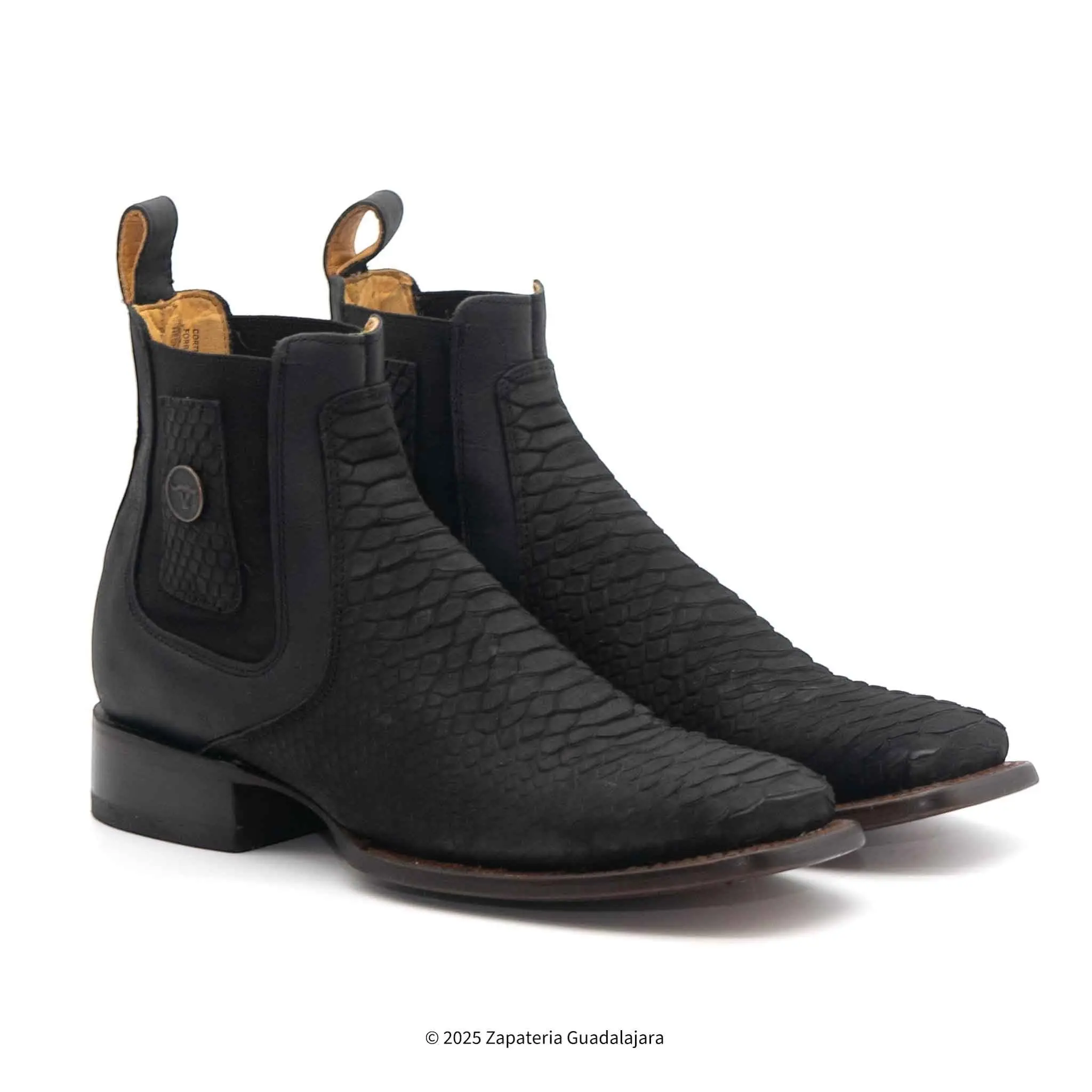 Black Matte Python Print Nobuck Leather Boot-H420563 Black Matte Python Print Nobuck Leather Boot-H420563