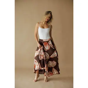 Seashell Print Satin Maxi Skirt