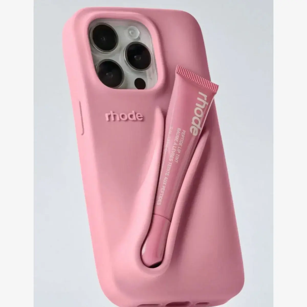 Rhode Classic Silicone Phone Case with Built-In Lip Gloss Compartment – Compatible with iPhone 11–17 Pro Max