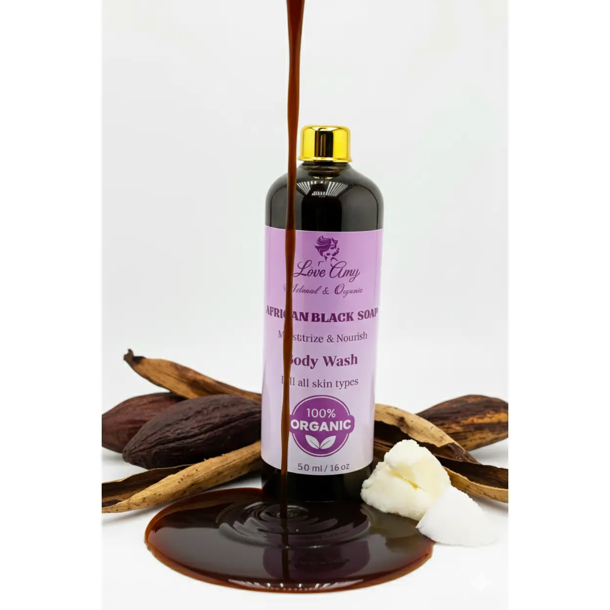 Authentic African Black Soap Body Wash Brightening & Glowing Skin 16oz