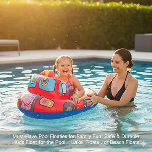 Kids Inflatable Fire Truck Pool Float - Toddler Swim Ring Water Toy for Boys & Girls, Durable & Safe Boat Floatie for Pool Parties & Beach, Perfect Summer Children's Gift