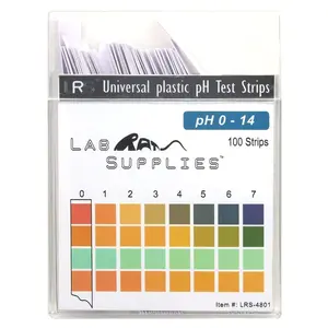 Plastic pH Test Strips, Universal Application (pH 0-14), 100 Strips | for Saliva, Soap, Urine, Food, Liquids, Water with Soil Testing, Lab Monitoring, etc.