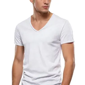 White V Neck Mens T Shirt Soft Cotton Summer Casual Basic Tee Lightweight Breathable Everyday Streetwear Minimal Plain Short Sleeve Comfortable Fashion Top Gift Idea for Him
