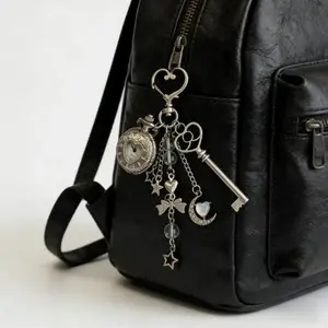 Hollow Heart Round Pocket Watch Keychain Steampunk Clock Vintage Necklace Pendant Jewelry Chain Watch for Men Women Gift