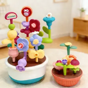 Colorful 5-In-1 Flower Pot Toy, 41 Piece DIY Building Block Plant Assembly, Stimulates Exploration, Gift for Ages 3+, Building Block Sets