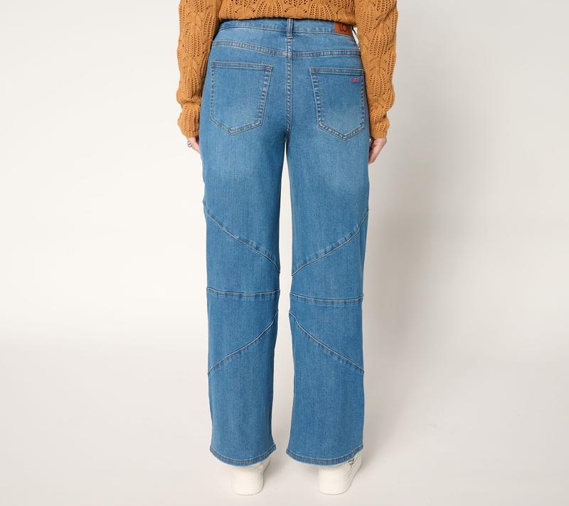 Peace Love World Regular Full Leg Jeans with Seamed Knee - Indigo