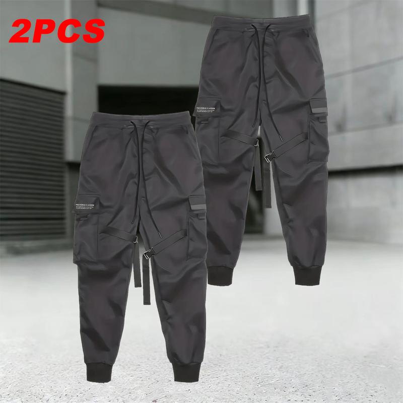 Men's Relaxed Fit Outdoor Hiking Pants Spring & Autumn, 2-Pack, loose work pants with multiple pockets, drawstring waistband, lightweight breathable fabric, perfect for hiking, camping, and everyday casual wear