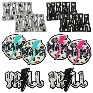 Iron On Embroidered Patches 10Pcs Vintage Embroidery MAMA Cheetah Pattern Sew On Appliques Cool Fashion DIY Accessories for Clothing Hats Backpacks