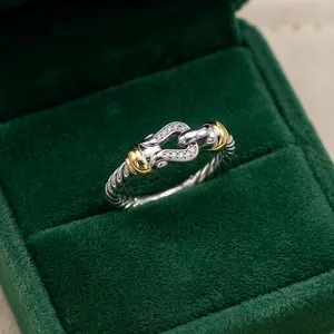 2025 New Arrival S925 Sterling Silver 2mm Buckle Inlaid Diamond Ring Neutral Unisex Fashion Trend Retro Vintage Personality Minimalist Simple Hip Hop Luxury Fine Jewelry Daily Casual Party Stackable Finger Ring  Gift for Men Women