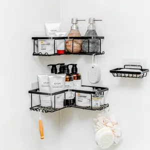 Rust-Resistant Shower Caddy, with Strong Adhesive No-Drill Bathroom Organizer Rack for Shampoo Soap & Accessories Stainless Steel Space-Saving Storage Solution shower caddy shelf organizer