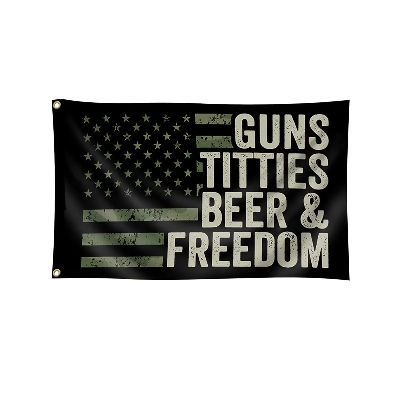 3x5 FT Rectangular Whimsical Black Patriotic Lawn Flag - Flagpole-Optional Outdoor American Flag Decor, Home Improvement Garden Supplies, Wall/Dorm Decor (Indoor/Outdoor Use)
