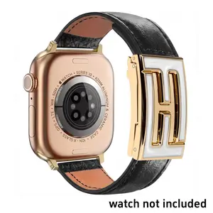 Apple Watch Band with Double F Magnetic Buckle, Colorful Leather Strap, Fashion Design, Smart Watch Accessories, Fits 38/40/41/42/44/45/46/49mm, Series 1-11, Smartwatch Strap