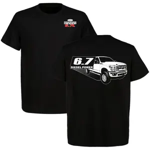 67 Power Stroke Ford Trucks T-Shirt Men's Cotton Short Sleeve Car Graphic Tee Casual Menswear Ford Lover