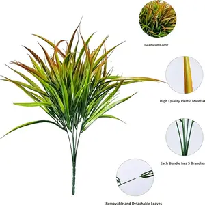 Mother's Day/Father's Day 12-Piece Set of Artificial Outdoor Plants: UV-Resistant Green Plants Suitable for All Seasons; Plastic Plants for Home Windowsills, Office Courtyards, Hanging Planters, and Pathway/Porch Decor