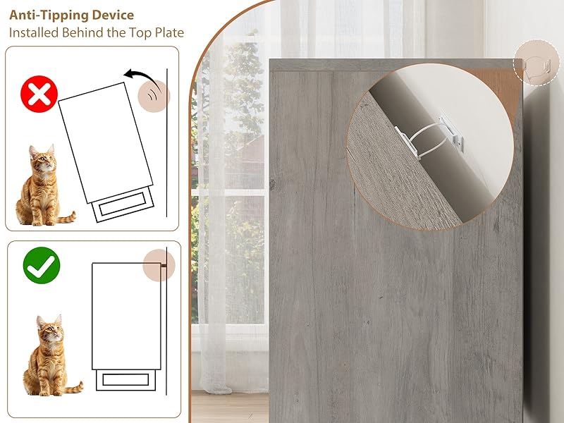 【GARVEE】5-Drawer Wooden Tall Dresser,  Anti-Tip Closet Organizer, Modern Chests of Drawers with Adjustable Legs, for Bedroom, Living Room, Entryway, Grey