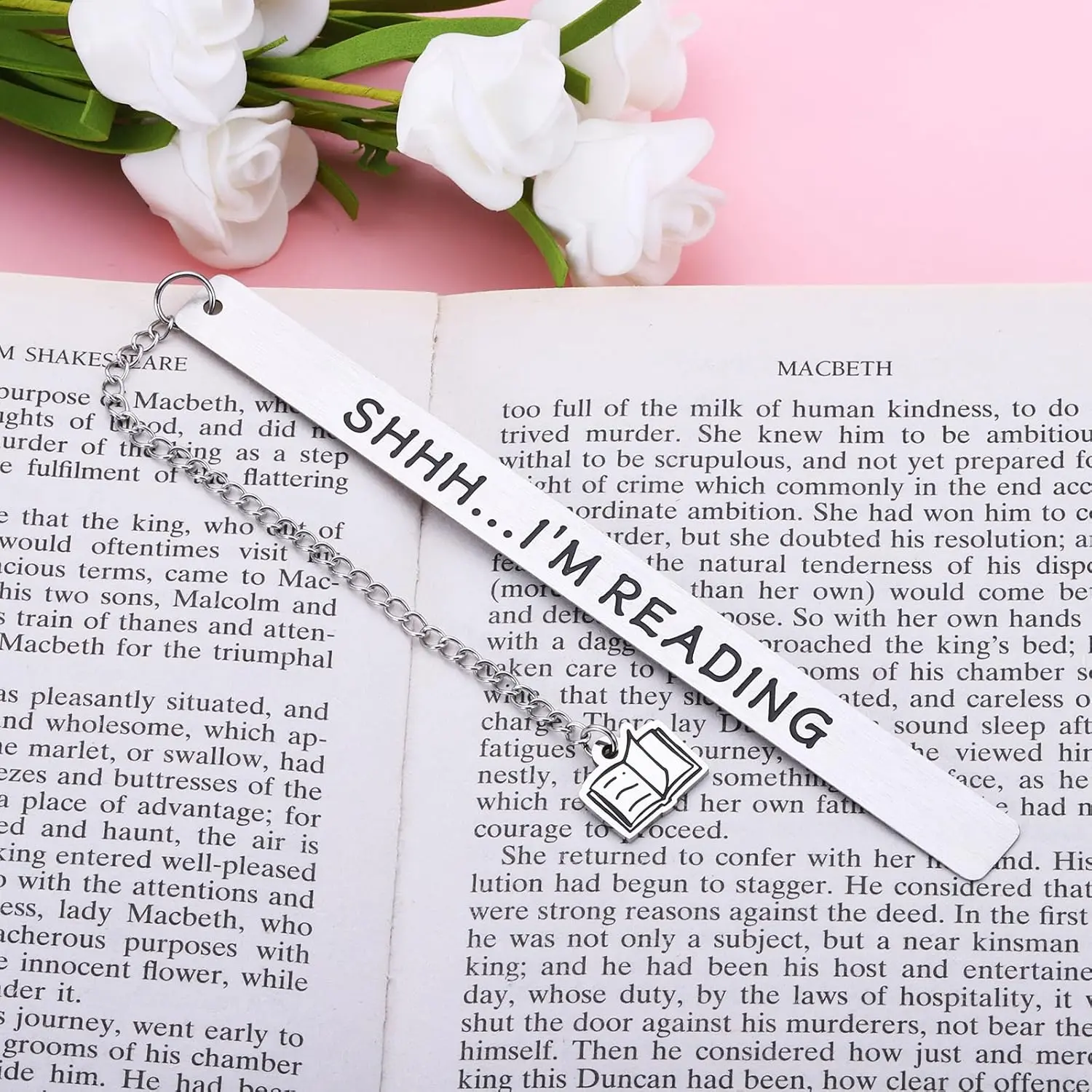 Letter & Book Patterned Stainless Steel Bookmark, 1 Count Durable Bookmark, Funny Gift for Book Lovers, Book Accessory for Home, Office and School