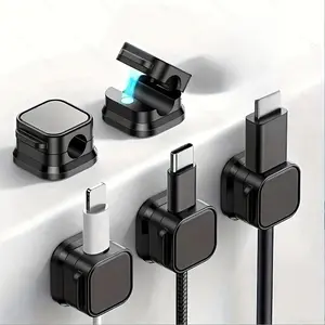 Magnetic Cable Clips Set of 4, Strong Grip Cord Organizer, Cable Management Kit, Suitable for Desktop Car Wall Universal Phone Charger USB Cables