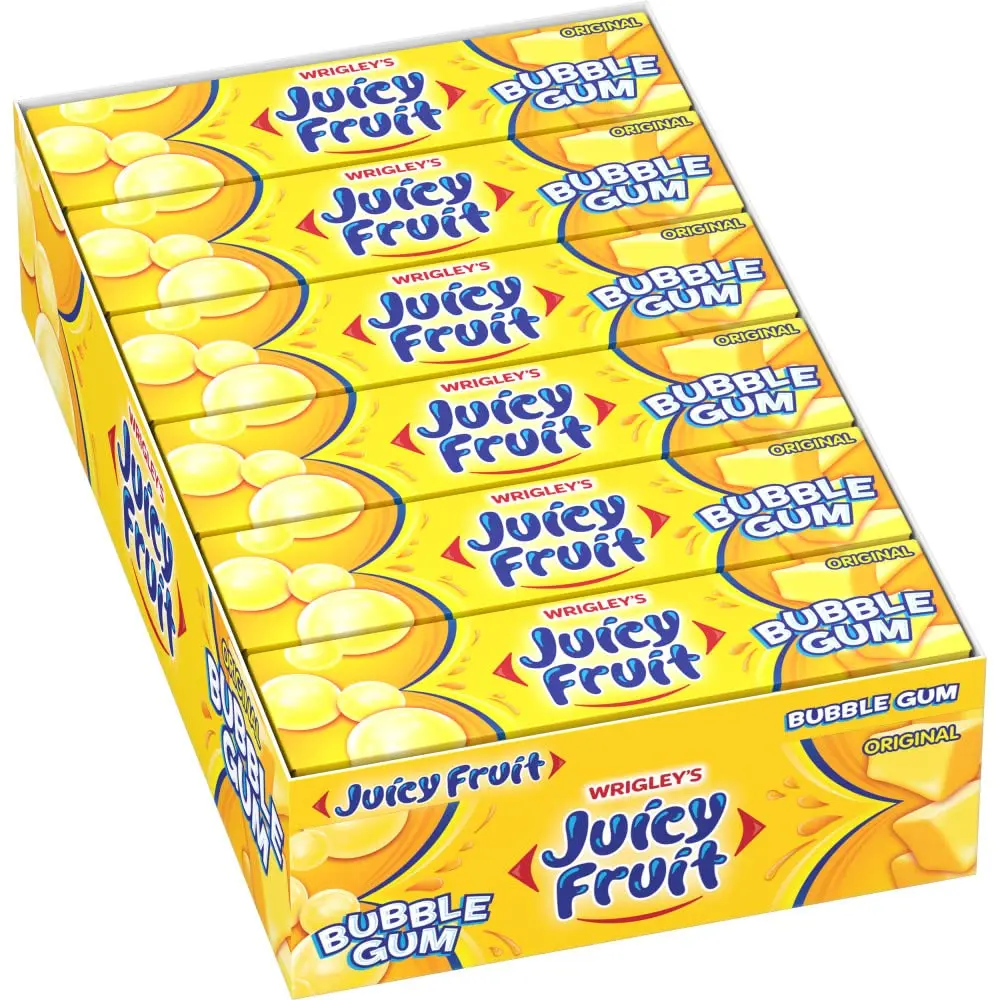 Juicy Fruit Original Bubble Gum 18 ct. - Sweet and Chewy Bubble Gum with Fruits Flavor - 18 Count Pack Natural Snack