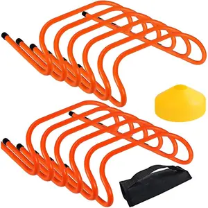 12Pcs Durable Speed Agility Training Hurdles Kit with 10 Marker Cones