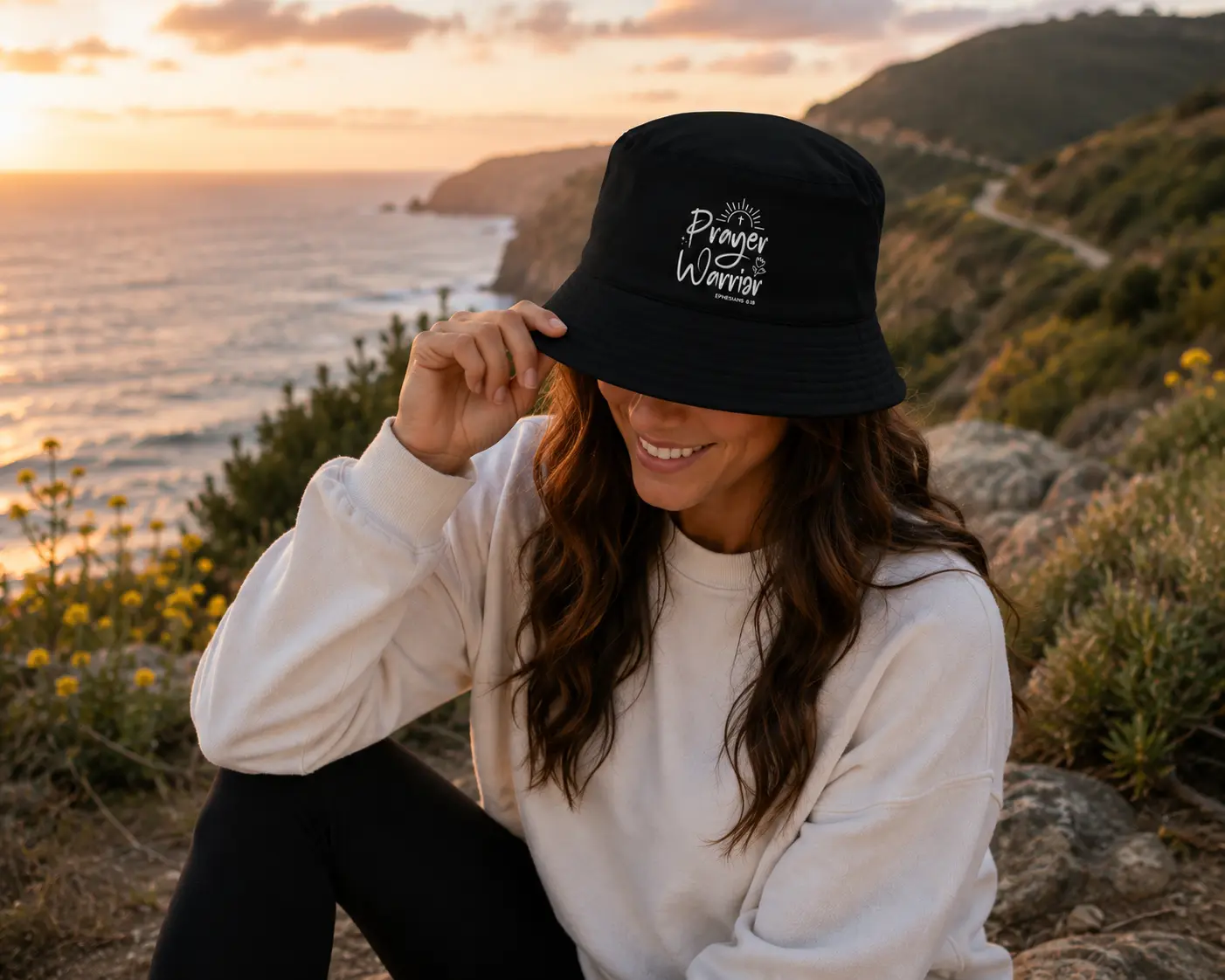 Adult Double-Layer Fisherman's Hat -prayer warrior sun cross christian（Customizable design available）