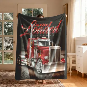 Heavy Truck Trendy Slogan Flannel Throw Blanket, Large Size, Soft Lightweight Warm, Perfect for Bed Sofa Office Camping Travel