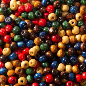 1000 count Colorful Wooden Round Painted  Spacer Beads with Large Hole -  Wooden Round  Craft Beads for DIY  Bracelets Making (8mm)