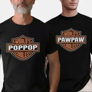 Custom Name World's Coolest Grandpa Shirt, Grandpa Nickname Gift Motorcycle Dad Shirt Father's Day Tee Birthday Gift from