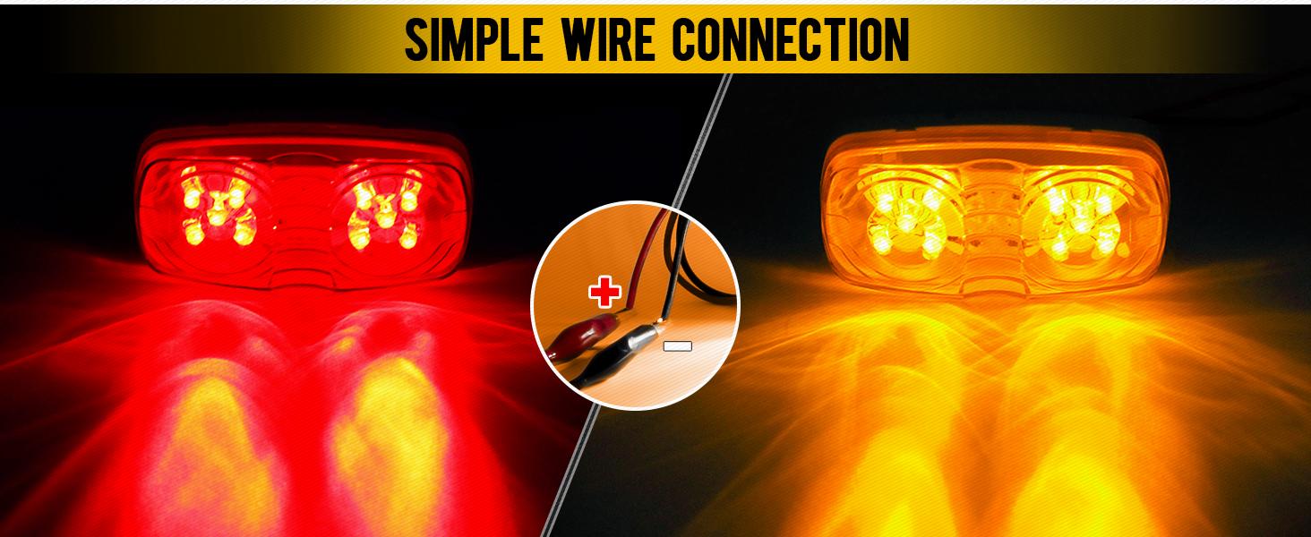 Partsam Trailer RV Marker LED Light Double Bullseye 10 Diodes Clearance Light