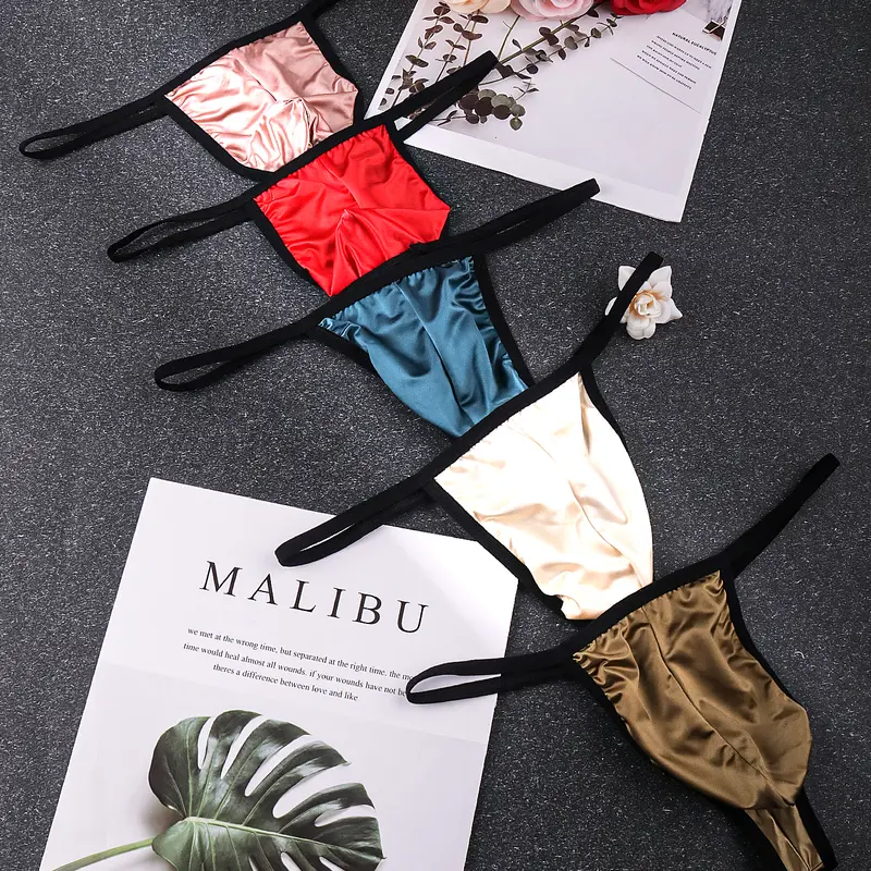 Men's Elegant Silk Satin Thong Set, 6-Piece Underwear Collection, Comfortable, Smooth, Soft & Stylish Design, Perfect for Daily Wear, Silky Fabric, Fit