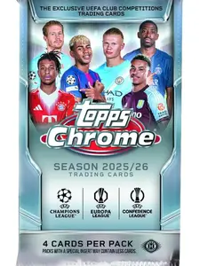 4 (FOUR PACKS) - 2025/26 Topps Chrome UEFA Club Competitions Soccer Hobby