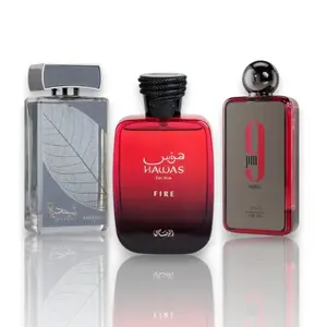 Lattafa - Afnan - Rasasi Perfumes | Najdia Intense + Hawas Fire + 9 pm Rebel | 3 - Piece Fragrance Set | Eau De Parfum | 100 ML Per Bottle