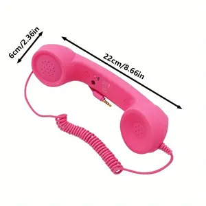 Super Retro Style Wired Telephone Handset with Microphone - 3.5mm Jack, Anti-tangle Cable, Volume Control, for Android Smartphones - Classic White Landline Receiver Design for Gaming and Calling