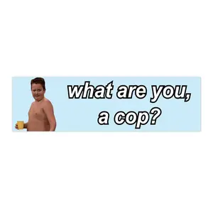 Gibby "What are you, a cop?" | Bumper Sticker AND Magnet | Funny Meme Sticker | 8.7'' X 2.7'' | Waterproof Premium Quality