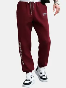 ZAFUL Men's Casual Thermal Fleece Lined Letter Embroidery Drawstring Jogger Pants - Urban Comfort Street Style Joggers with Bold Embroidery & Adjustable Waist