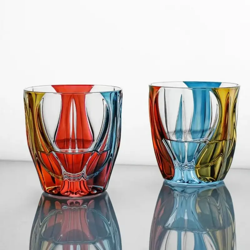 One/Two Pack 320Ml Modern Hand-Painted Glass Wine Set, Czech Crystal Colorful Fashion Wine Glass, Painted Whiskey Glass, Suitable for Parties, Outdoor Gatherings