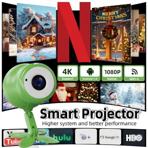 Android Projector, Foldable Portable Mini Projector, Ultra Short Focus, Android 11, WiFi-6, LED Light, Home & Office, Father's Day Gift