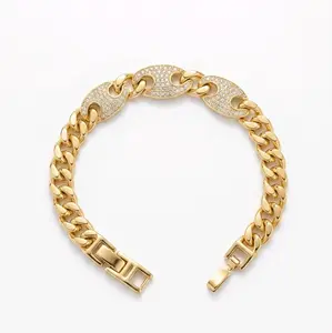 Bellas Unisex 19cm Chain Bracelet for All Occasions - Elegant Gold Tone Jewelry for Men and Women