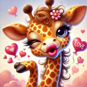 5D DIY Full Drill Round Diamond Painting - Diamond Art Painting Kit Cartoon Giraffe Mosaic, Canvas, Handmade Gifts, Diamond Painting Kits - Home Decor, Perfect for Halloween and Christmas, Birthday and Anniversary Gifts