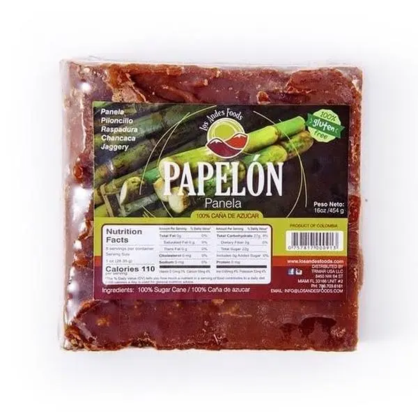 Los Andes Foods PANELA DE PAPELON CUADRADA (16 OZ) / Jaggery 1lbs | Pure and Raw Jaggery | Can be used as a Sweetener | Gluten-Free