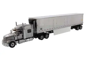 International Lone Star SFFA Tandem w/ 72' Sleeper and 53' Chromed Refer Trailer - Gray (Transport Series) Diecast 1:50 Scale Model - Diecast Masters 71043