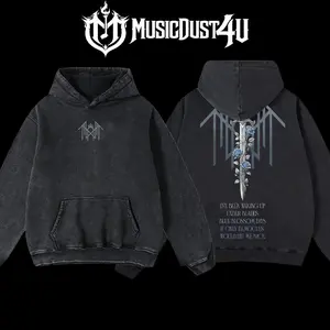 MusicDust4U Sleep Token Hoodie - Damocles Dagger & Blue Roses Design 100% Premium Cotton 230gsm Washed Unisex Classic Fit Menswear Comfortable